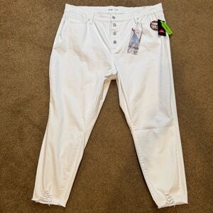 White Jeans High-Rise Ankle Distressed Denim plus size 24 W by Royalty For Me